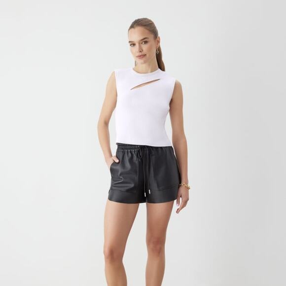 GSTQ White‎ Ribbed Sleeveless Cutout Knit Stretch Top Size XS - Picture 13 of 13